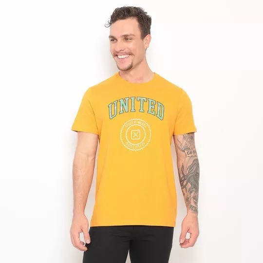Camiseta Com Inscrições- Amarela & Azul Claro- TXC BRAND