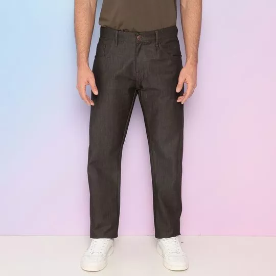 Calça Reta Em Sarja- Marrom Escuro- Zamany Jeans