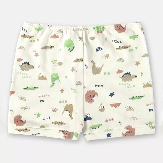 Short Dinossauros- Off White & Verde- Up Baby- Up Baby & Up Kids