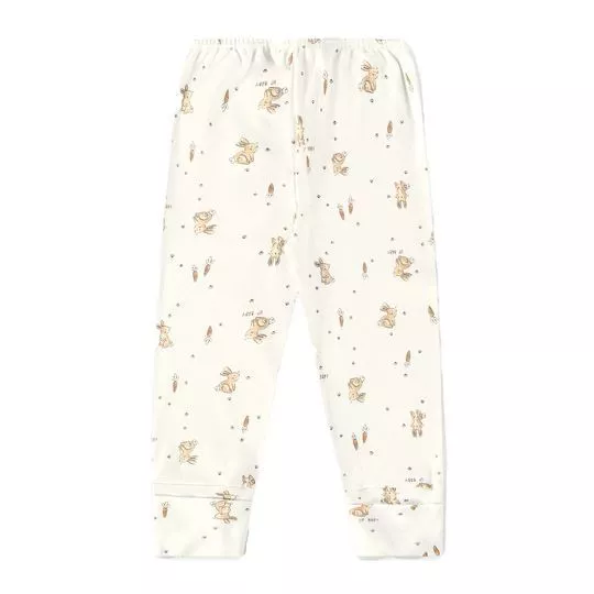 Calça Jogger Coelhinho- Off White & Bege