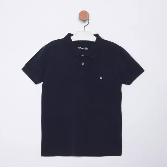 Polo Com Bordado- Azul Marinho