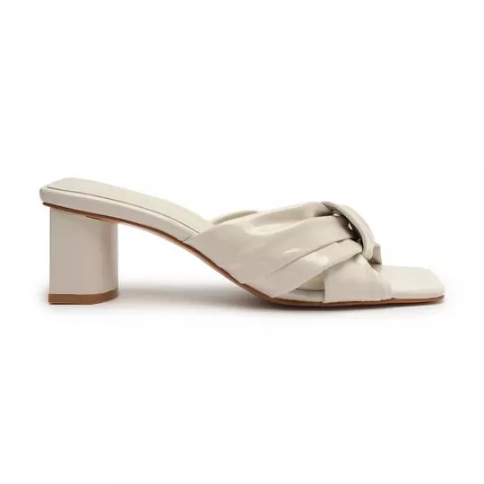 Tamanco Em Couro- Off White- Salto: 6,5cm- Schutz