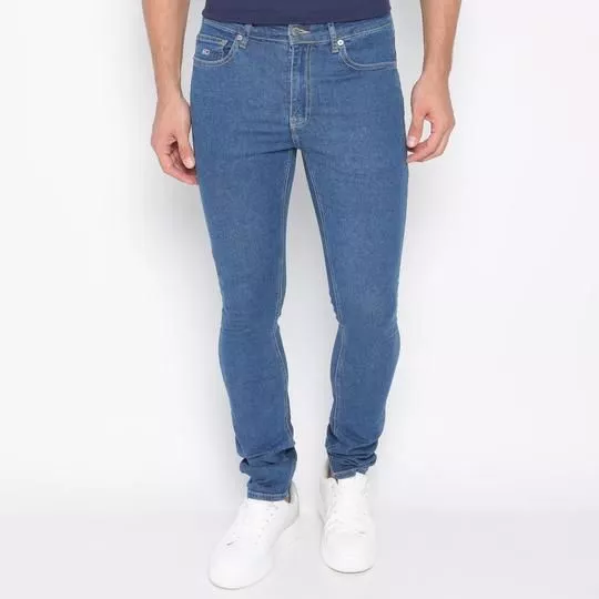 Calça Jeans Skinny Com Recortes- Azul Escuro- Tommy Hilfiger