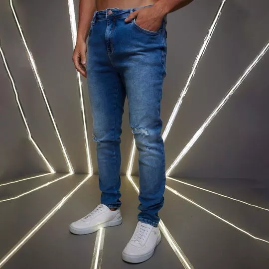 Calça Jeans Skinny Com Bolsos- Azul- Triton