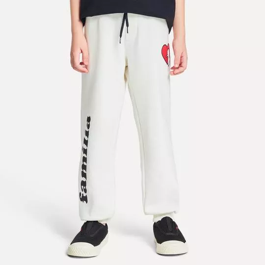 Calça Jogger Coração- Off White & Vermelha- Reserva Mini