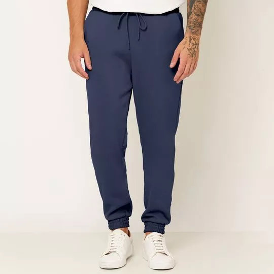 Calça Jogger Em Moletom- Azul Marinho- Yachtsman