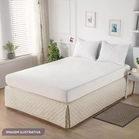 Saia Box Matelassê Casal- Off White- 35x138x188cm- Niazitex