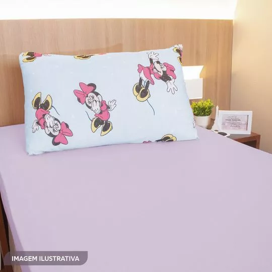 Jogo De Cama Minnie® Casal- Lilás & Branco- 3Pçs- Portallar