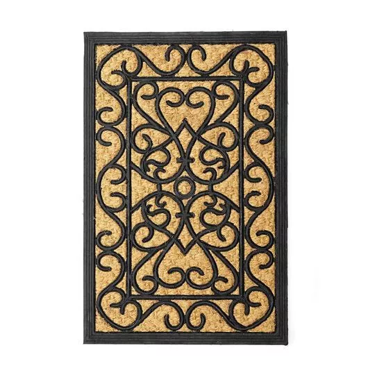 Capacho Vitral Square- Bege & Preto- 60x40cm- Hudson