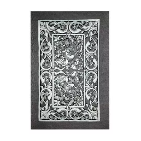 Capacho Vitral Grey- Preto & Prateado- 75x45cm- Hudson