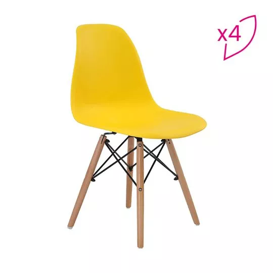 Conjunto Cadeiras Eiffel- Amarelo- 4PçsRivatti