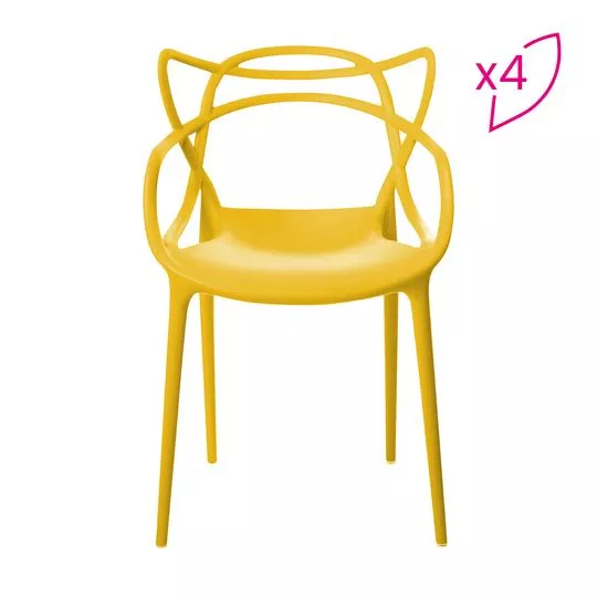 Conjunto De Cadeiras Allegra- Amarelo- 4PçsRivatti