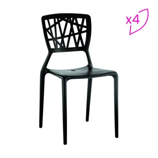 Conjunto De Cadeiras Melissa- Preta- 4PçsRivatti