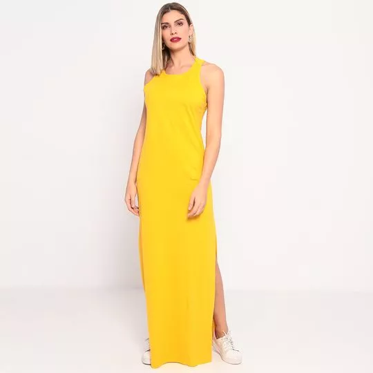 vestido amarelo liso