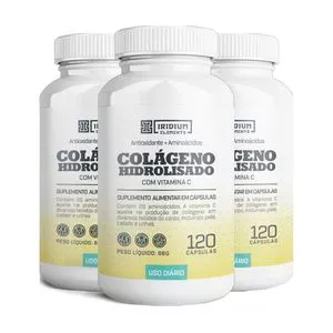 Kit De Colágeno Hidrolisado Com Vitamina C<BR>- 3 Unidades<BR>- Iridium Labs