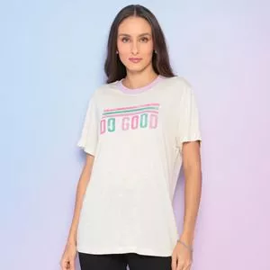 Blusa Do Good<BR>- Off White & Lilás<BR>- Oh! My Jeans