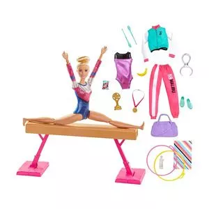 Boneca Barbie® Ginasta<BR>- Pink & Azul Marinho<BR>- 32,5x39,5x7,5cm