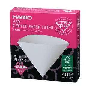 Filtro Para Hario V60-1<BR>- Branco<BR>- 40 Unidades<BR>- Hario