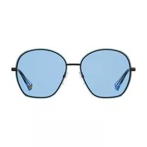 Óculos De Sol Arredondado<BR>- Azul & Preto<BR>- Polaroid