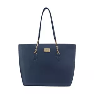 Bolsa Shopper Com Tag Da Marca<BR>- Azul Marinho & Dourada<BR>- 45x30,5x16cm