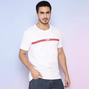 Camiseta Wrangler<BR>- Branca & Vermelha