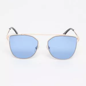 Óculos De Sol Retangular<BR>- Azul & Dourado<BR>- Carmim