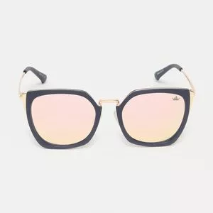 Óculos De Sol Retangular<BR>- Dourado & Preto<BR>- Carmim