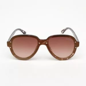 Óculos De Sol Arredondado<BR>- Marrom & Bordô<BR>- Triton Eyewear