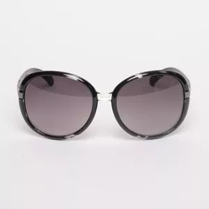 Óculos De Sol Arredondado<BR>- Incolor & Preto<BR>- Triton Eyewear