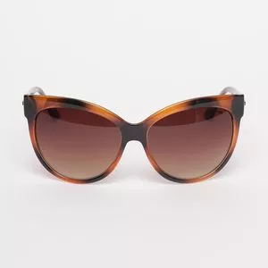Óculos De Sol Arredondado<BR>- Marrom & Preto<BR>- Triton Eyewear