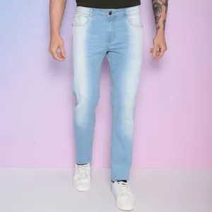 Calça Jeans Skinny Estonada<BR>- Azul Claro