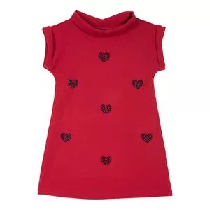 Vestido Corações Em Termocolantes<BR>- Vermelho & Azul Marinho<BR>- Chicco