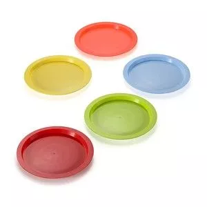 Kit Pratos Rasos Tossing<BR>- Azul & Vermelho<BR>- 5PÇs