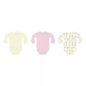 Kit De Bodies<BR>- Amarelo & Rosa<BR>- 3Pçs<BR>- Kiko baby