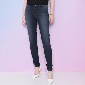 Calça Jeans Skinny Estonada <BR>- Azul Escuro
