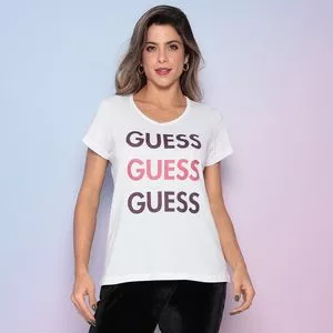 Camiseta Guess® <BR>- Branca & Rosa
