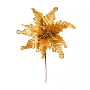 Flor Decorativa Poinsetia<BR>- Dourada<BR>- 35x25cm<BR>- Cromus