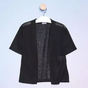 Kimono Com Recortes <BR>- Preto<BR>- Amofany