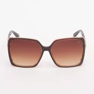 Óculos De Sol Quadrado<BR>- Marrom Claro & Marrom