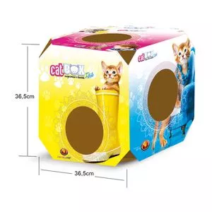 Cat Box Furacão Pet<BR>- Amarela & Azul<BR>- 35x35x35cm<BR>- Furacão Pet