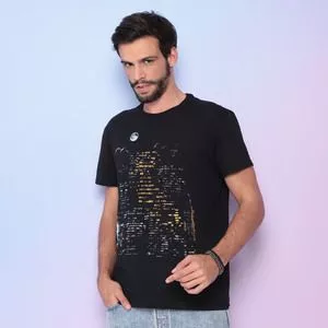 Camiseta Prédio<BR>- Preta & Amarela