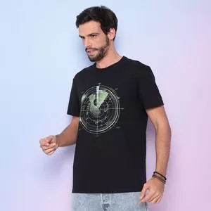 Camiseta Radar<BR>- Preta & Verde Limão