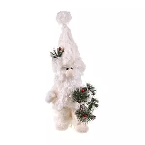 Papai Noel Decorativo<BR>- Branco & Verde<BR>- 29x11x15cm<BR>- Grillo