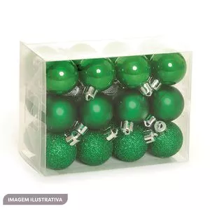 Jogo De Bolas Decorativas<BR>- Verde Escuro<BR>- 24Pçs<BR>- Ø3cm<BR>- Cromus