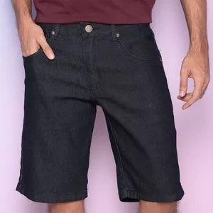 Bermuda Jeans Com Pespontos<BR>- Preta