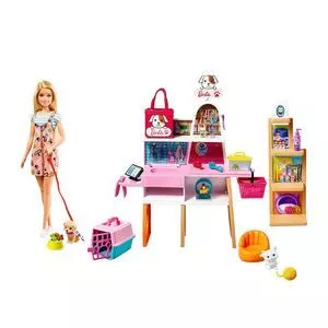Boneca Barbie® Pet Shop<BR>- Rosa & Azul<BR>- 32,4x7,6x0,9cm