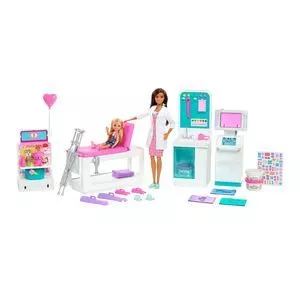 Boneca Barbie® Profissões Clínica Médica<BR>- Branca & Rosa Claro<BR>- 32,3x12x2cm