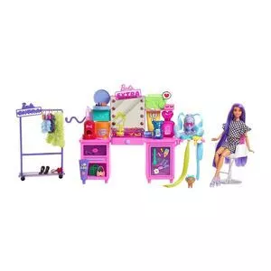 Boneca Barbie® Extra Penteadeira Fashion<BR>- Rosa & Roxa<BR>- 50Pçs