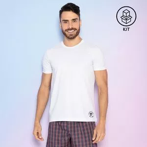 Kit de Camisetas Lisas<BR>- Branco<BR>- 2 Pçs