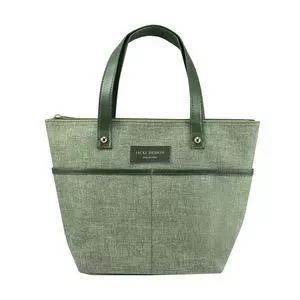 Bolsa Shopper Com Tag<BR>- Verde Claro & Verde Militar<BR>- 23,5x33x11,5cm<BR>- Jacki Design